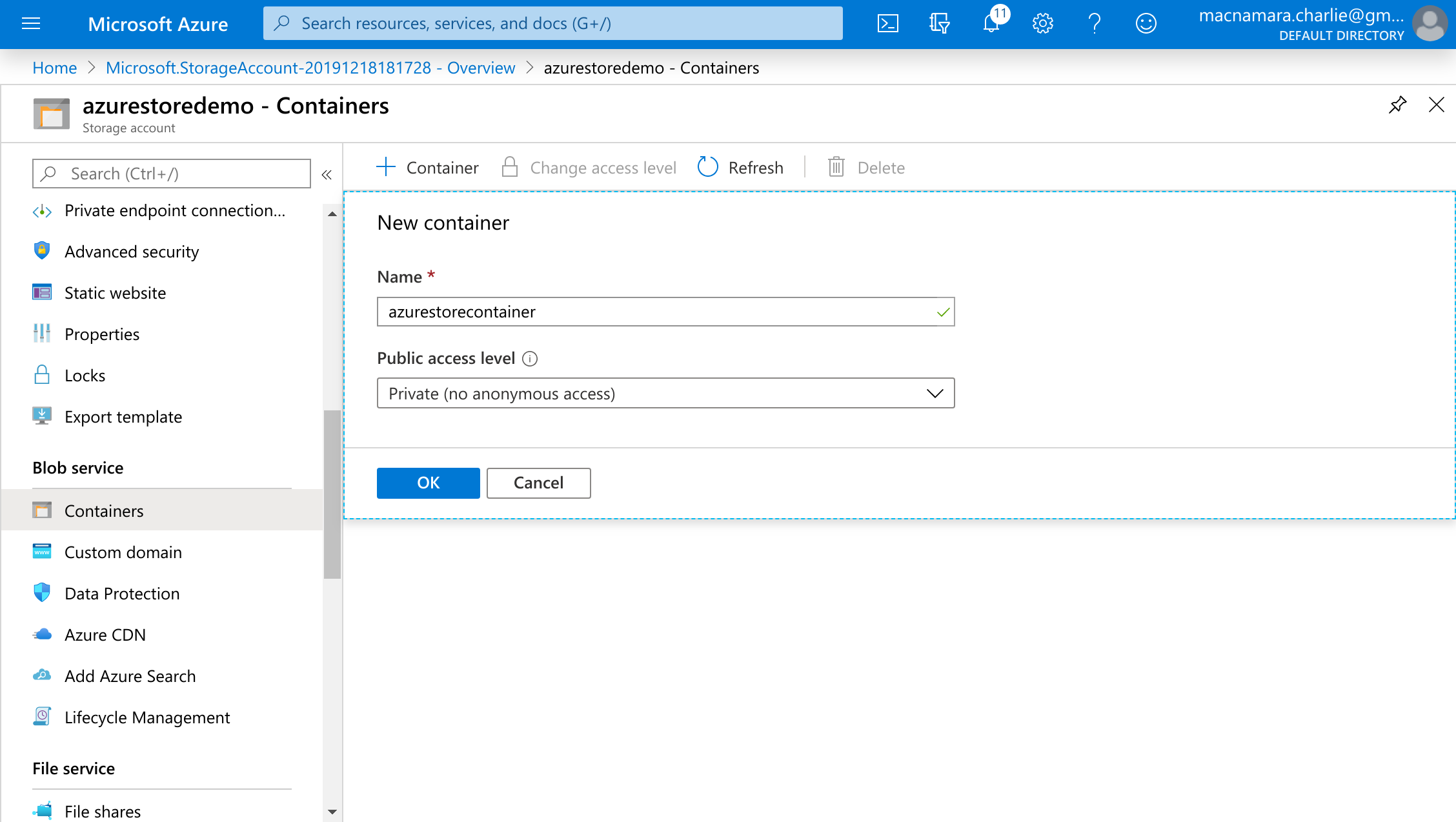 creating container